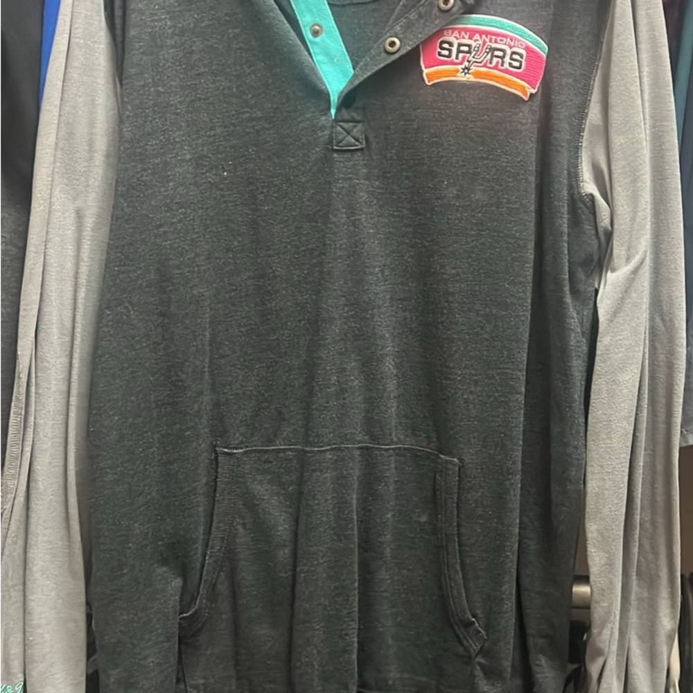 Mitchell & Ness San Antonio Spurs Black and Gray Men's Shirt
